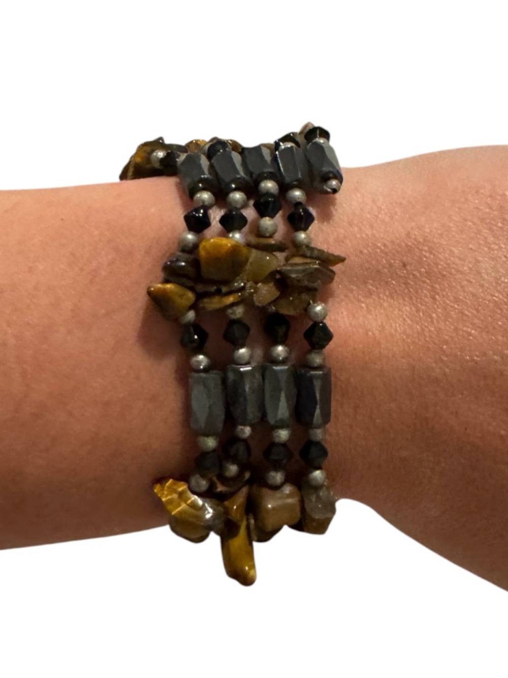 Tiger Eye and Hematite Beaded Magnetic Bracelet